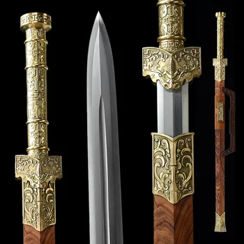 

Chinese KungFu Dao Sword Sharp Spring Steel WuShu Han Dynasty Battle Jian RedWood Saya Real Knife Saber