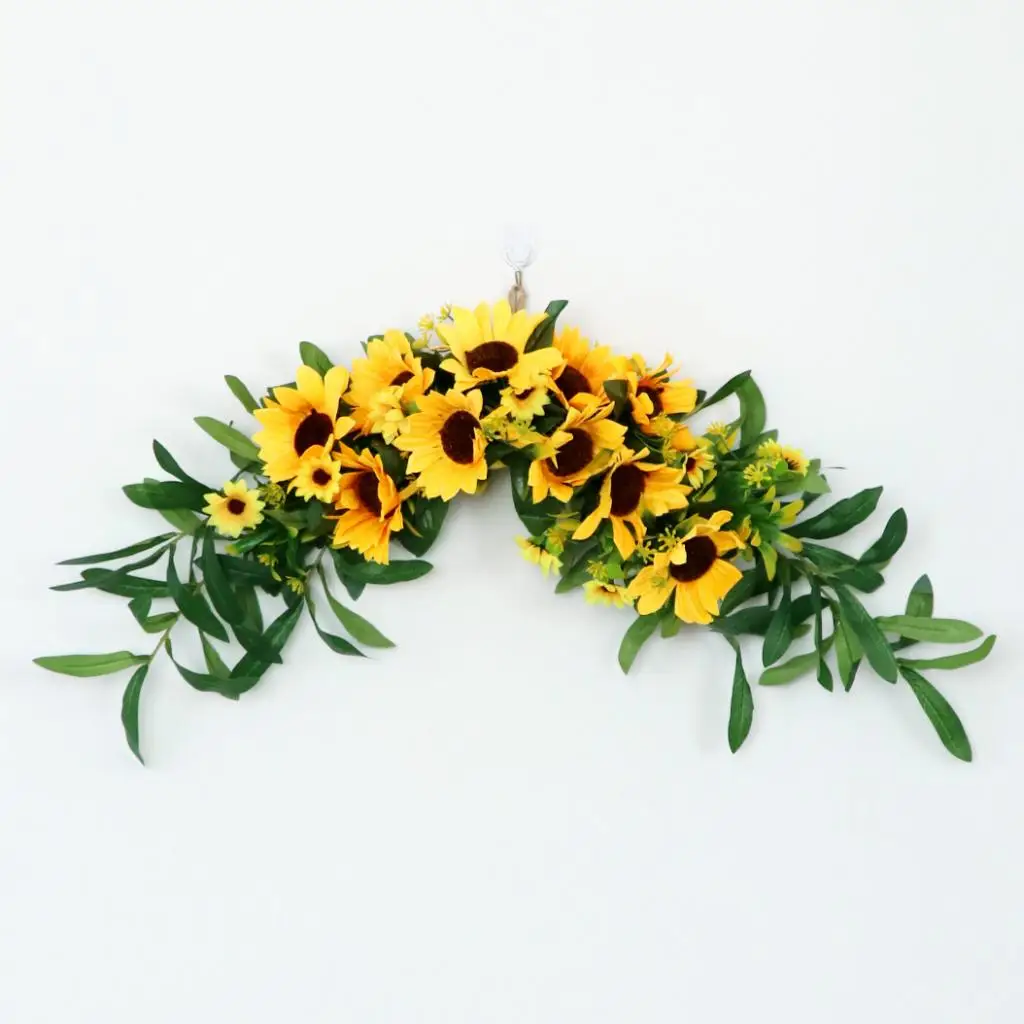 Front Door Wreath Garland Fake Sunflower Swag Arch Front Door Wall Decorations Artificial Sunflower Swag Sunflower Vines