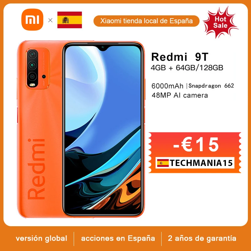 Versión Global Xiaomi Redmi 9 T 9 T 4GB RAM 64GB / 128GB ROM teléfono móvil Snapdragon 662 Octa Core 48MP Quad Cámara 6,53 6000mAh