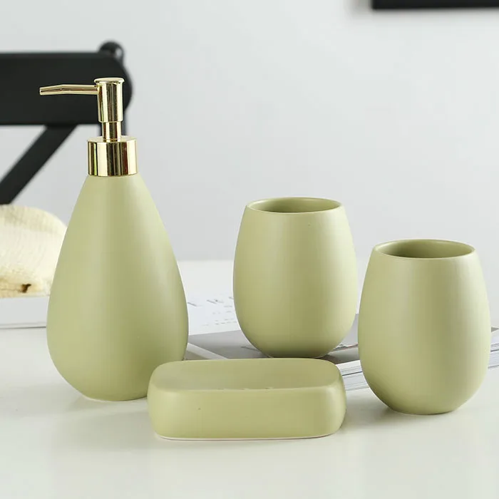 White Tray Ceramic Soap Box Sanitary Ware Set 4 Sets / 5 Sets of Bathroom Supplies Bathroom Set Soap Holder Set - Color: 25.3