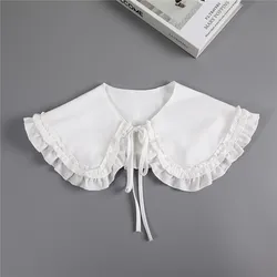 Solid Color Women Chiffon Stand Fake Collar Adult Detachable Lace False Collar Shirt Blouse Top Neckwear Clothes Accessories