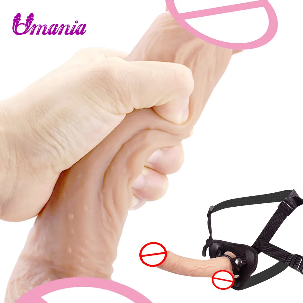 Реалистичный фаллоимитатор мягкий страпон секс игрушки для женщин большой пенис