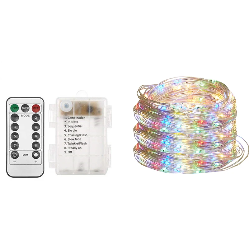 B Multicolor Рождество 5 м/10 м/20 м Светодиодные сказочные огни USB батарея работает с пультом дистанционного управления Водонепроницаемый Серебряный провод мерцающие гирлянды - Испускаемый цвет: B Multicolor