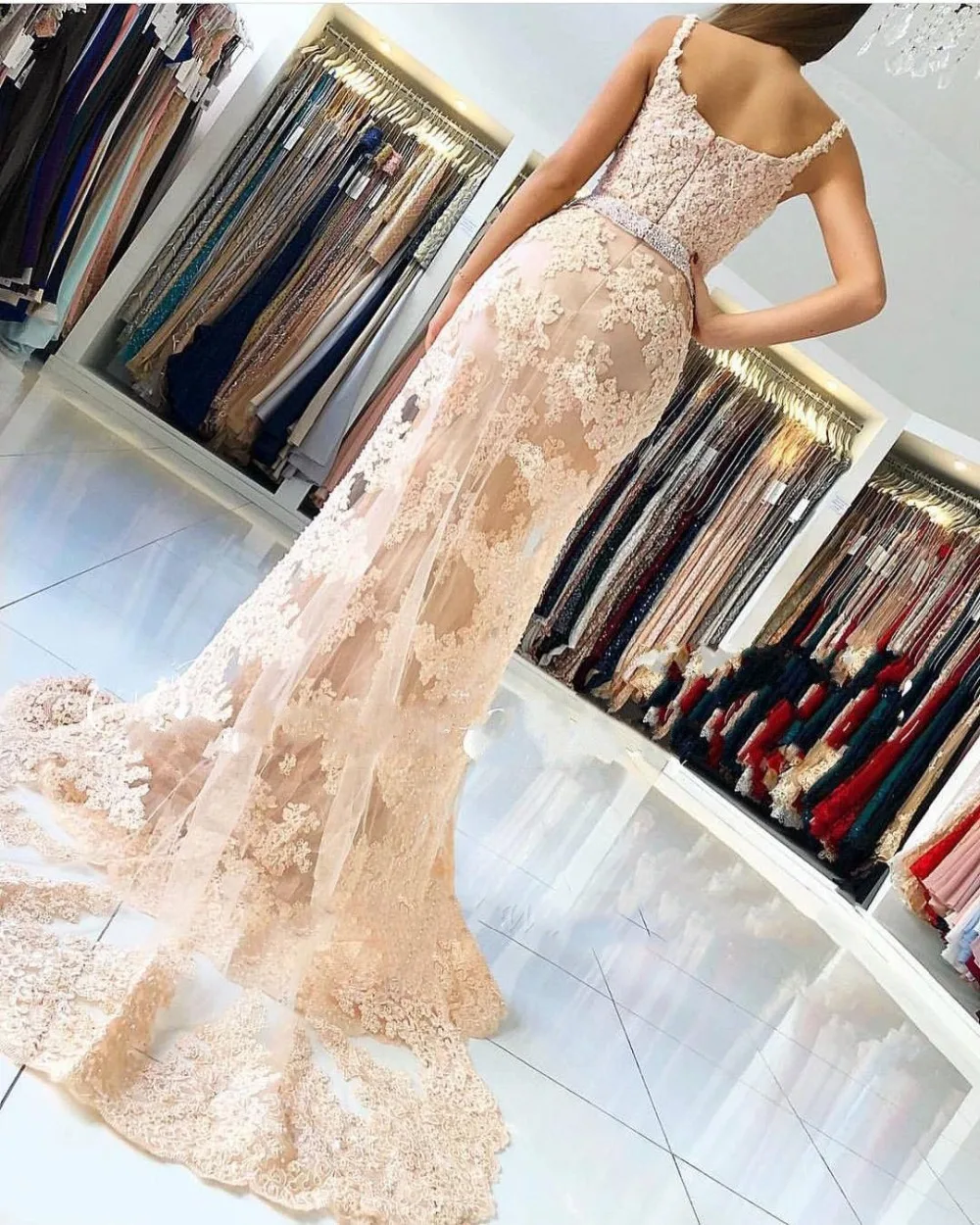 Vestido de festa Саудовская Арабская Вечеринка платья бисер створки аппликации Avondjurk вечернее платье-Русалка на бретельках с открытыми плечами