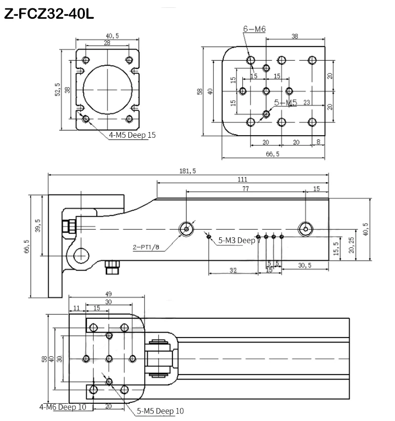 alavanca DHRC32-30LB zb fixação 90 graus cilindro da aleta