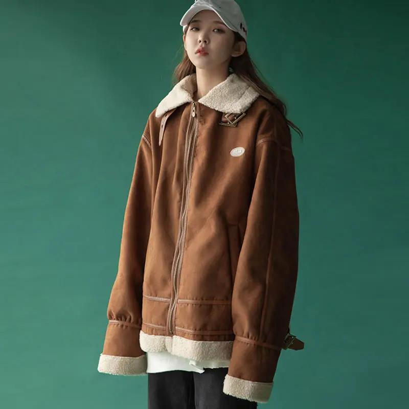 brown GCC2964 XITAO, женская модная парка, модная новинка, зимнее свободное элегантное пальто с длинным рукавом и широкой талией в стиле пэчворк, GCC2964 - Цвет: brown GCC2964