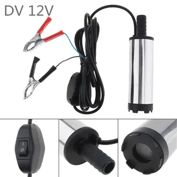 

DC 12V Stainless Steel Car Electric Submersible Pump Fuel Water Oil Barrel Pump with 2 Alligator Clips Fit for Cars