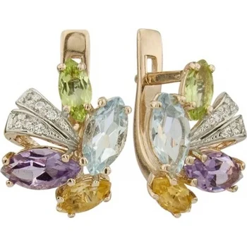 

Aloris earrings with scatter of colored stones in red gold