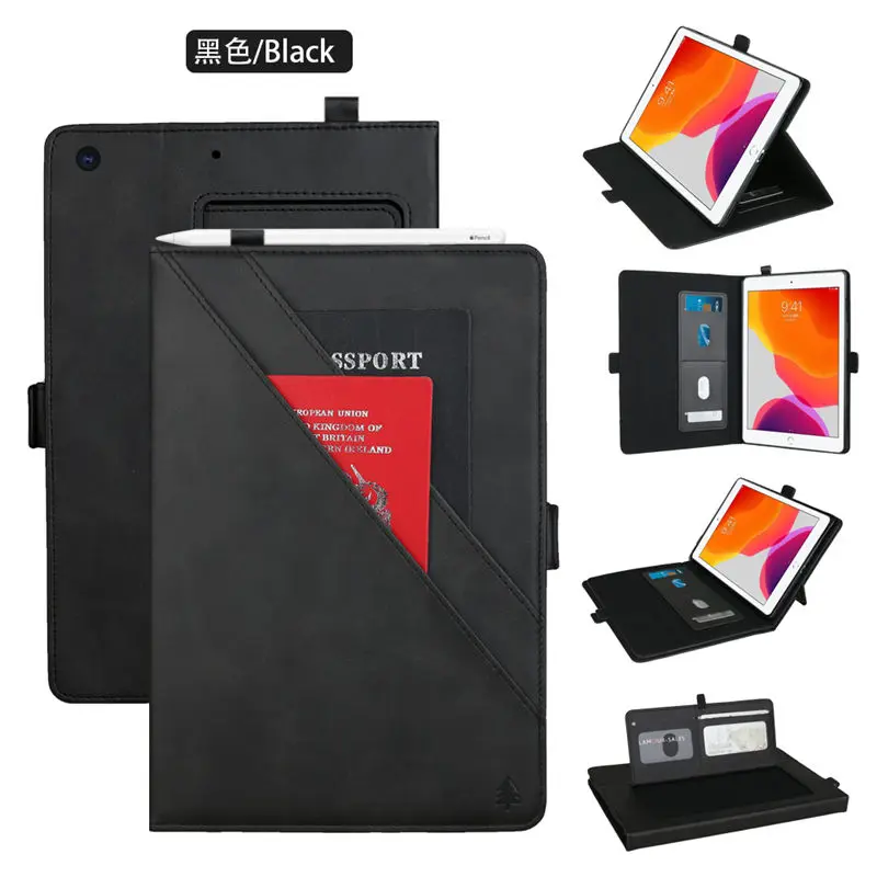 Чехол для iPad 10,2, чехол для iPad 7го поколения, A2200, A2198, A2232, многофункциональный чехол для планшета С Откидывающейся Крышкой и подставкой+ подарки - Цвет: Black
