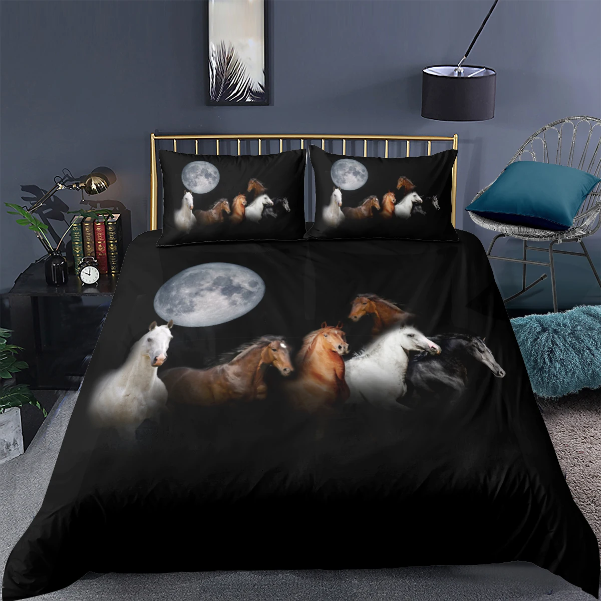 

Комплекты черного постельного белья с 3d-рисунком лошадей, подушек, размером 203 х 230 см, с животными