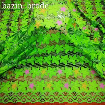

African Bazin Riche Lace Fabric New Design Embroidered High Quality French Tulle Lace With beads Guipure Lace Fabric