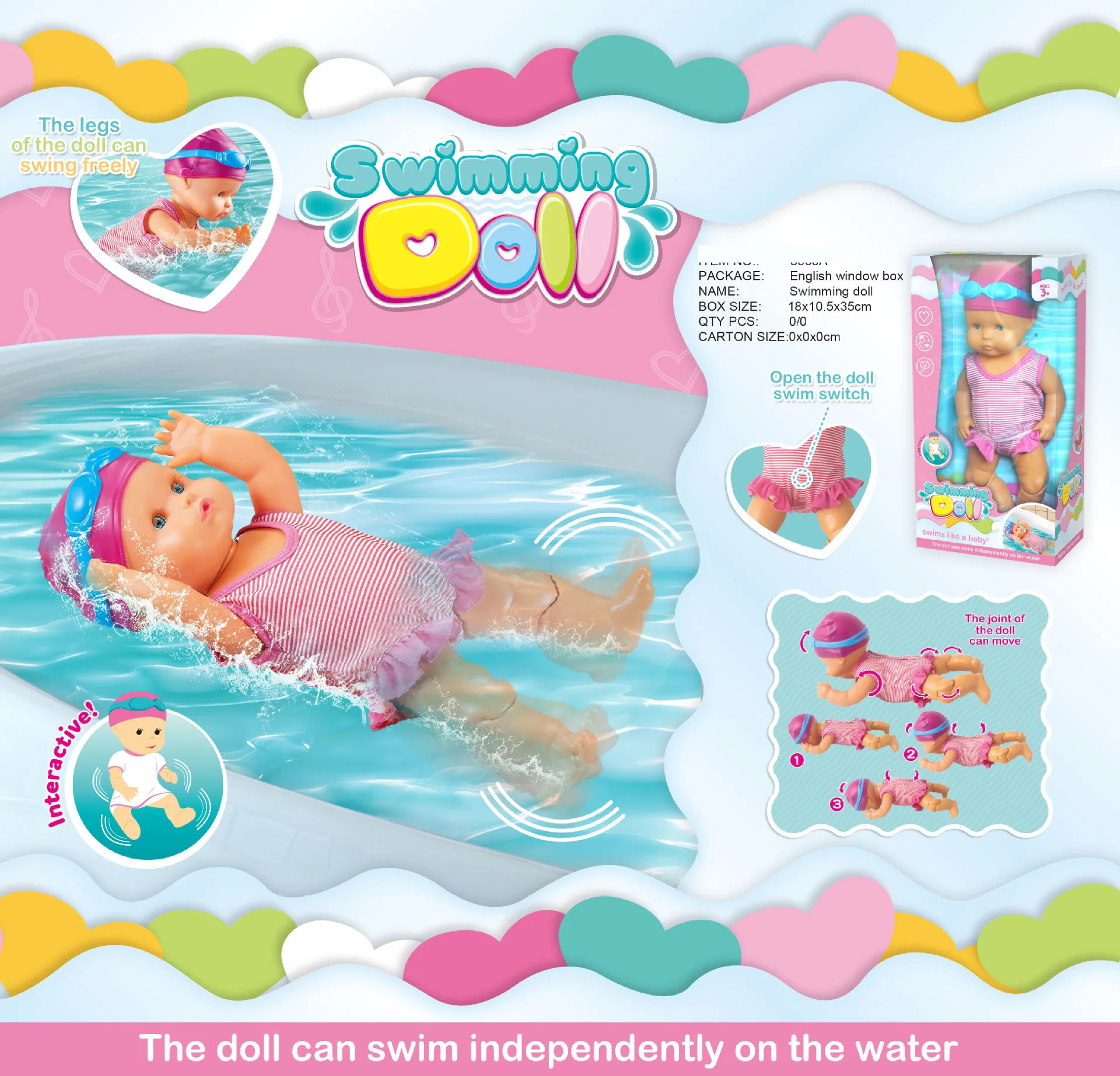 

Children Beach Swimming Pool Play with Water Swimming Doll Summer Day Model Electric Swimming Doll