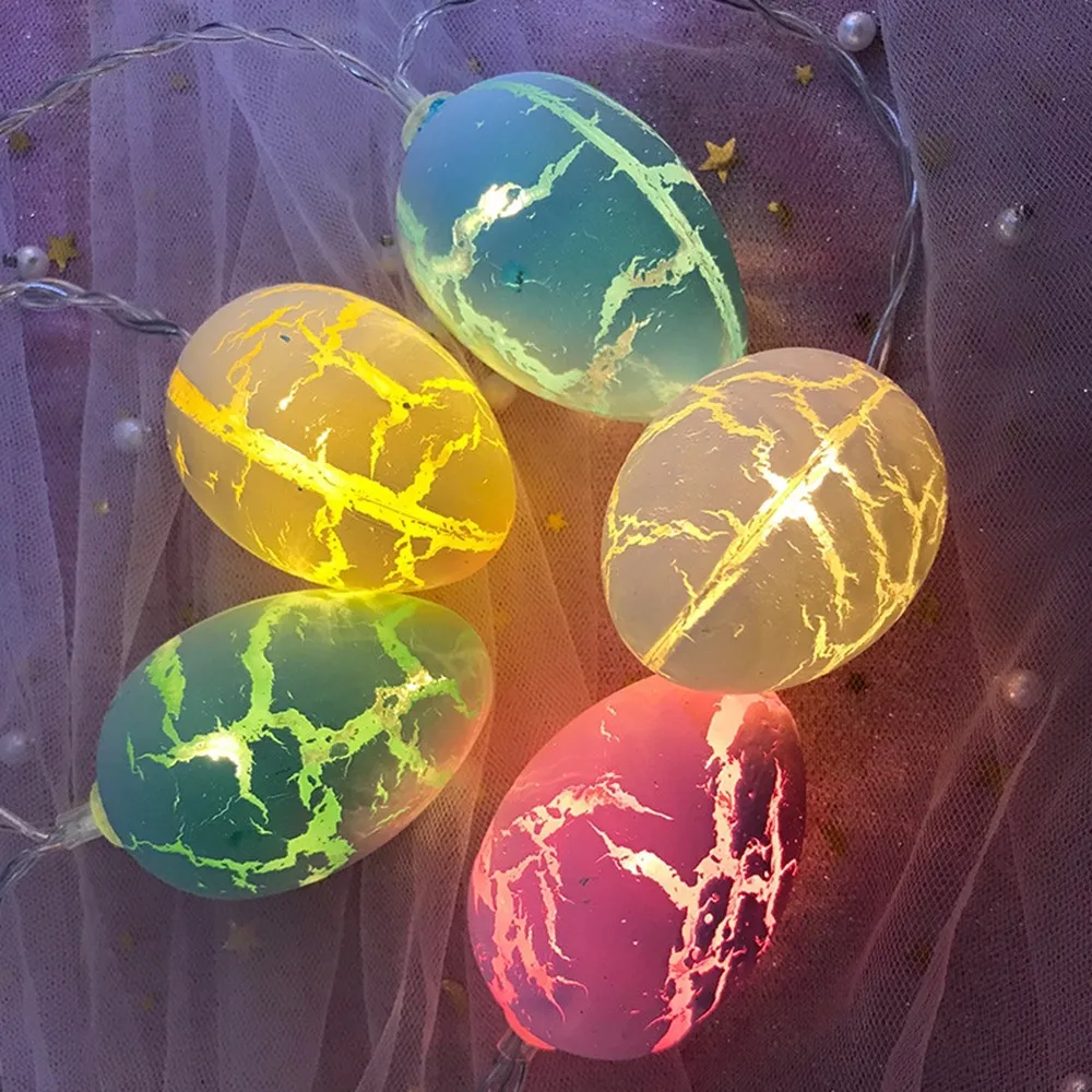 colorful 3.2m 20leds Пасхи с эффектом разрыва и трещин; яйцо огни светящиеся гирлянды светодиодные лампы для новогоднего подарка для дома вечерние сад год Декор 1,8 м/3,2 м 10/20 светодиодов - Цвет: colorful 3.2m 20leds