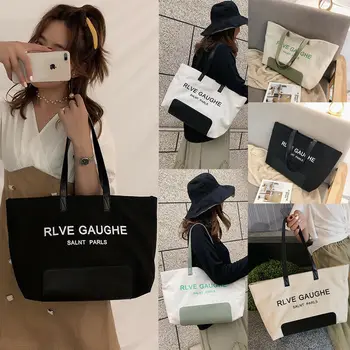 

Fashion Women Handbag Canvas Bag Travel Handbag High Quality Tote Ladies Reusable Shoulder Pack Bag Women's Large Capacity Bags