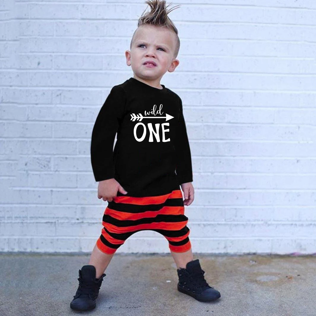 Wild One/Детские футболки с длинными рукавами для девочек и мальчиков; детская одежда; крутой Детский костюм унисекс с принтом; футболки; модная одежда