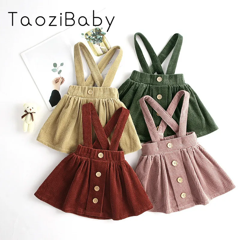 Pure Cotton Strap Dress Children's European And American Back Belt Corduroy Girl's Dresses | Детская одежда и обувь