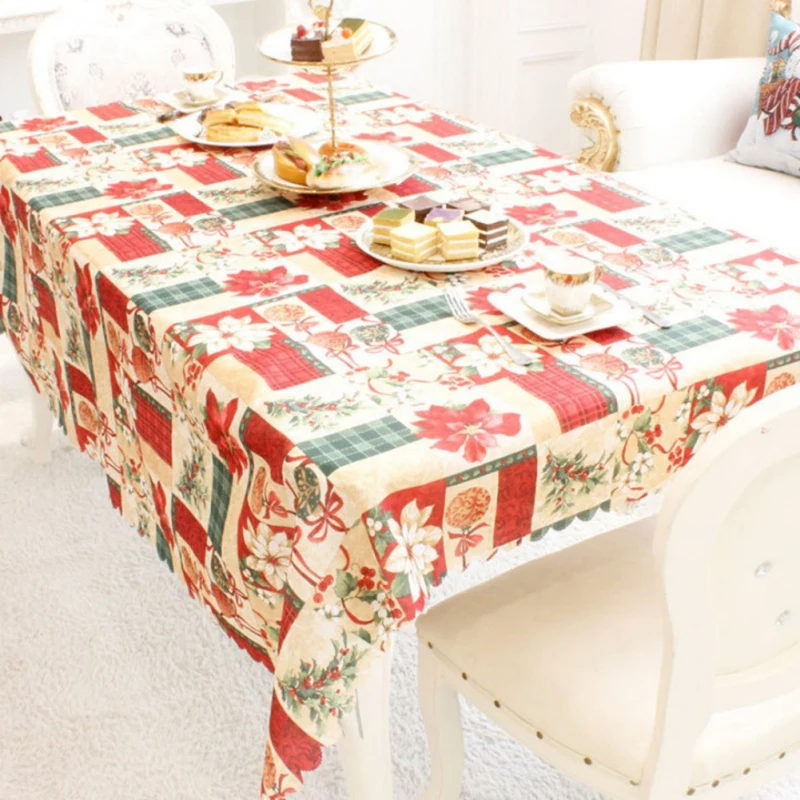 New Year Christmas Decorations Tablecloth Home Kitchen Dining Table Rectangular Linens Party Table Cover Christmas Ornament