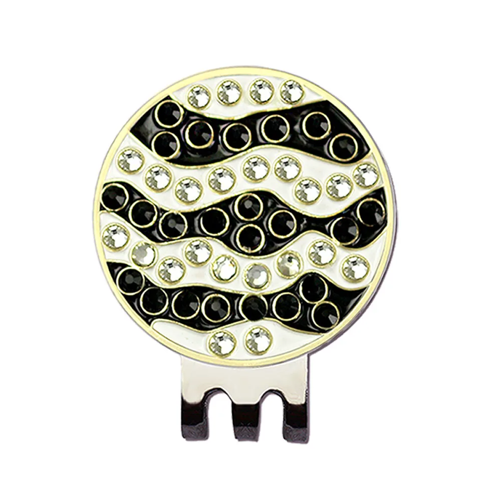 white black PINMEI Embossied отметка для мяча для гольфа шляпа клип набор Bling Гольф-маркер с магнитом крышка клип набор Гольф аксессуары Подарки для леди детей - Цвет: white black