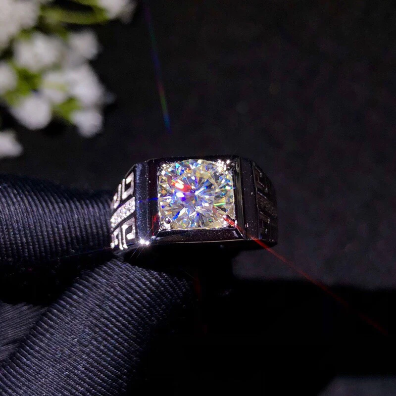 BOEYCJR 925 серебро 1ct/2ct/3ct F цвет Moissanite VVS обручальное свадебное кольцо с бриллиантом для мужчин с национальным сертификатом