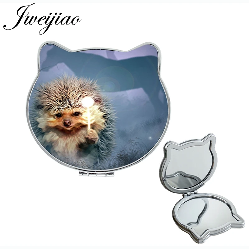 

Youhaken Hedgehog In The Fog Cat Ear Shaped Health Makeup pocket mirrors horse owl animal and plant PU leahter Mirrors HF29