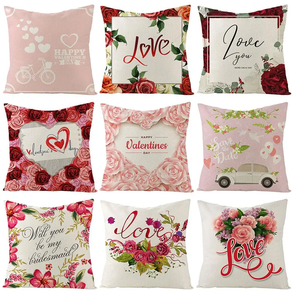 

HOT SALES Valentine Flower Love Heart Bicycle Throw Pillow Cover Case Home Sofa Decor