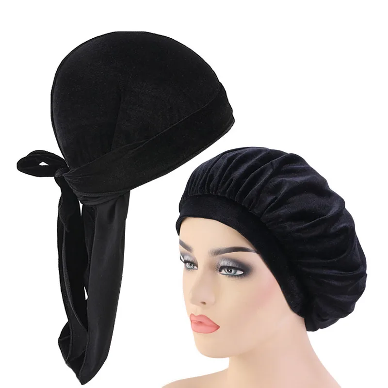 Мужская бархатная бандана Durag 2 шт./лот головные уборы однотонная широкая шляпа Doo
