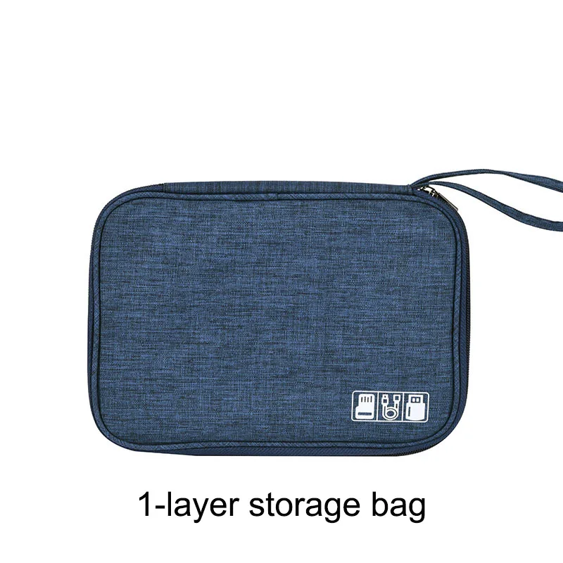 Дорожные предметы первой необходимости цифровые упаковочные сумки USB кабель для передачи данных наушники провод ручка банк питания HDD Органайзер портативный несессер чехол - Цвет: 1-Navy blue