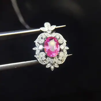 

Sapphire Pendant Necklace Pure 18 K Gold Jewelry 100% Natural Padparascha Sapphire Gemstones 1.33ct Female Diamonds Pendants