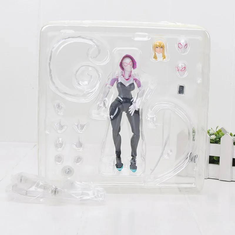 5 шт. Большая распродажа Marvel для тинейджеров Revoltech серии № 003 Venom ПВХ, движущаяся фигурка, Коллекционная модель, игрушка рождественские подарки оптом - Цвет: no box gwen