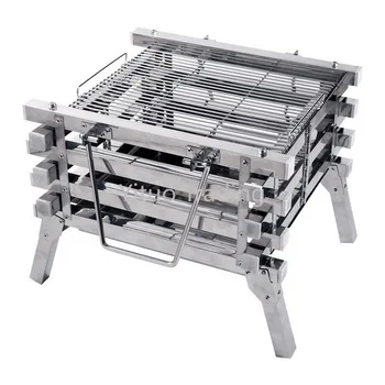

All Stainless Steel Foldable Barbecue Stove Bonfire Plate Carbon Stove Household Outdoor Suitable for Two B18