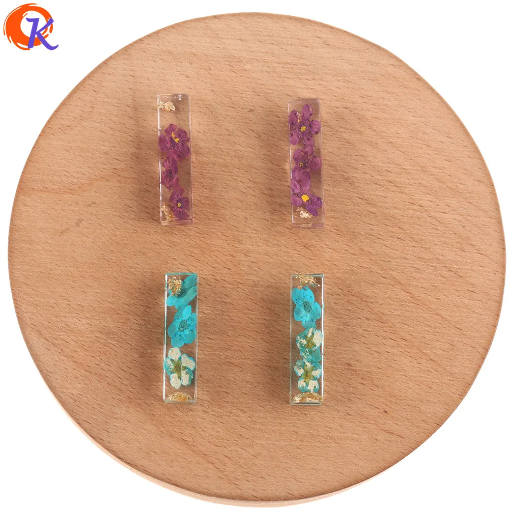 

Cordial Design 6*25MM 20Pcs Jewelry Accessories/Hand Made/Flower & Glitter Powder In Resin Bead/Rectangle/DIY Earring Findings