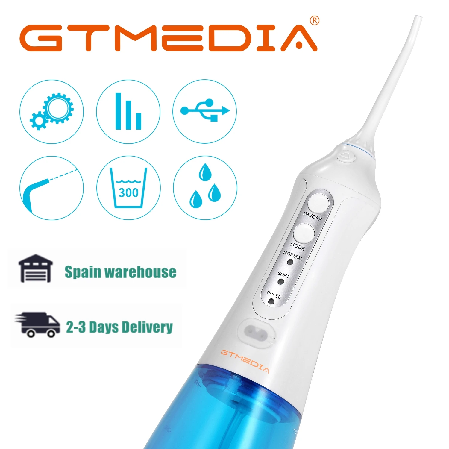 GTMEDIA Electric Oral Teeth Irrigator Dental Flushing Device 300ml
