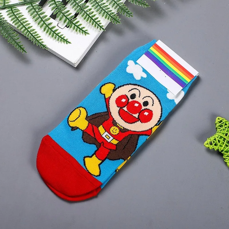 Носки с принтом «Anpanman»; женские хлопковые носки с принтом «Trotting Hamtaro Dokin chan Kumamon baikinman»; милые забавные Осенние повседневные корейские носки