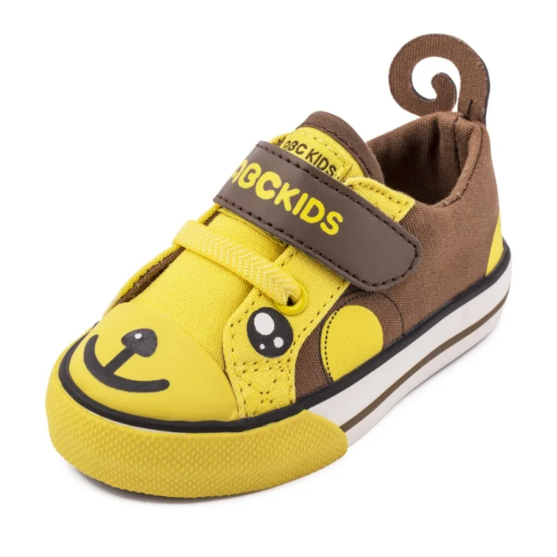 ABCKIDS/Модная парусиновая детская обувь для мальчиков; кроссовки с рисунками животных; дышащая Осенняя повседневная детская обувь на плоской подошве; нескользящая обувь - Цвет: Yellow