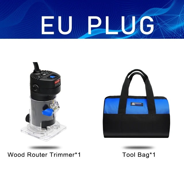 EU Bag PROSTORMER деревообрабатывающий фрезерный станок 650 Вт 30000 об/мин 220 В триммер по дереву 6,35 мм Чак Регулируемая глубина фрезерный станок инструмент Электрический ручной триммер - Цвет: EU Bag