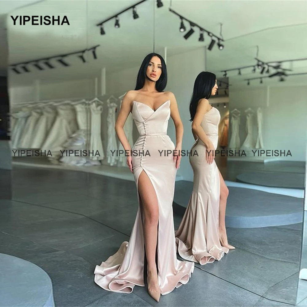 Yipeisha vestido de noite longo com fenda