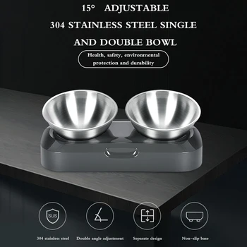 

Pet Stainless Steel Stand Bowl 0-15 Degree Adjustable Angle Holder And Plastic Bracket Pet Feeding Container Pet Feeding Tool