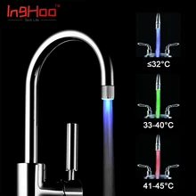 Inghoo Colorful LED Water Faucet Light 3 Changes Color Depending on water temperature for Kitchen Bathroom