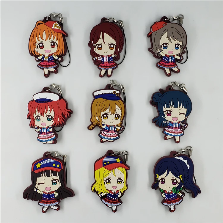 Резиновый брелок для ключей Love Live Lovelive Sunshine Aqours аниме Yoshiko Hanamaru You диам Руби Рико
