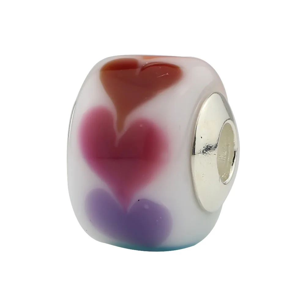 

Beadshunter Colorful glazed bead 925 pure silver through tube with large hole bead