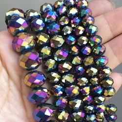 Faceted Clear Glass Crystal Rondelle Beads for Jewelry Making and DIY Projects (Multicolor)