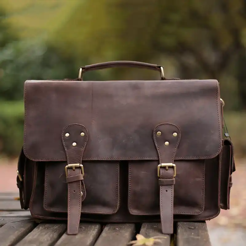rustic leather briefcase