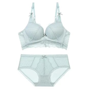 

New style no steel ring bra embroidery lace comfortable back no steel support underwear sexy bra set