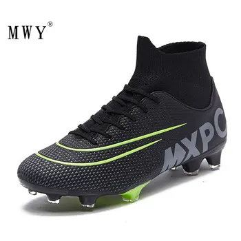 

MWY Mens Soccer Cleats High Ankle Football Shoes Long Spikes Outdoor Training Sneakers Turf Futsal Shoes Zapatillas De Futbol