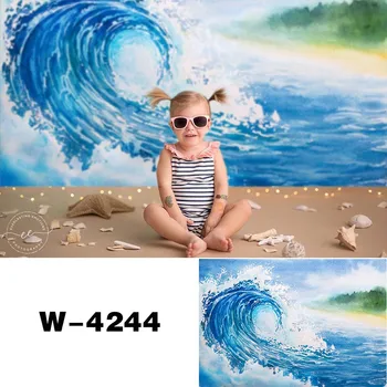 

HUAYI Natural scenery rolling waves photo backdrop children happy birthday Personal Artistic portrait Shoot Background W-4244