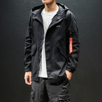 

M-5XL Mens Jackets And Coats Streetwear Bomber Jacket Men Windbreaker Fashion Clothes 2019 Hooded Loose Embroidery Jacket