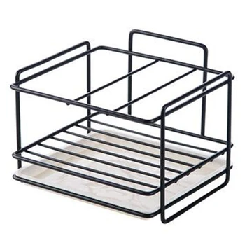 

Double Layer Sponge Holder Kitchen Sink Organizer with Drainer Tray Dishwasher Storage Rack Spice Shelf Home Storage Black