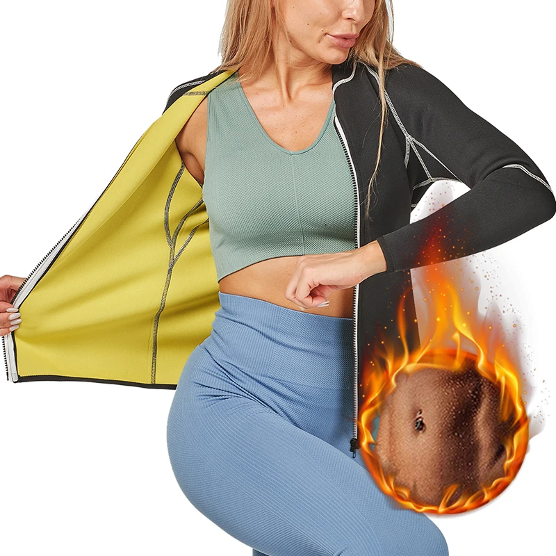 

Slimming Body Shaper Waist Trainer For Women Zipper Blouse Neoprene Sauna Vest Warming Shirt Long Sleeve Jacket Shapewear