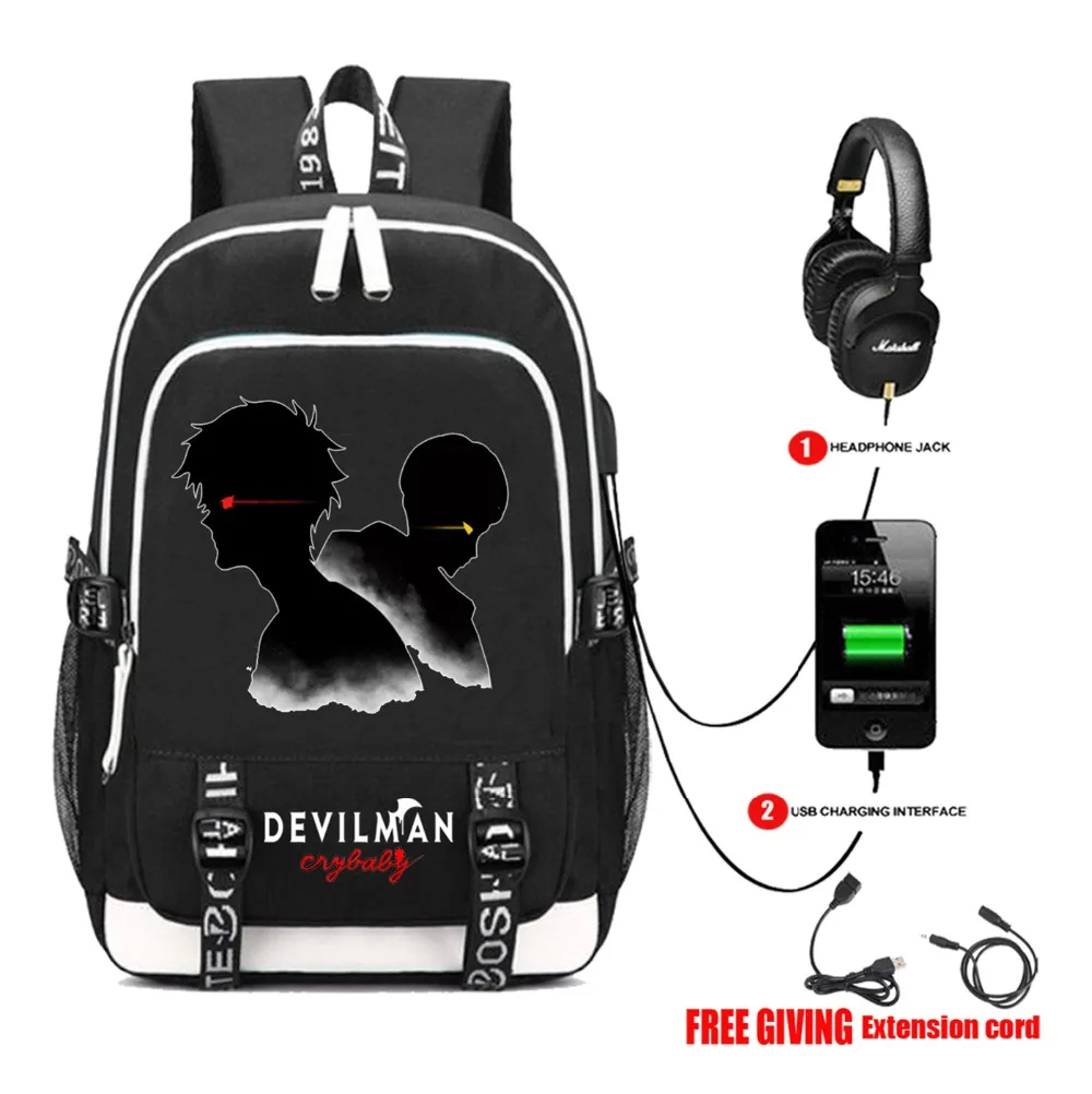 Аниме DEVILMAN рюкзак "плакса" USB зарядка школьная сумка рюкзак студенческий рюкзак Подростковая сумка на плечо для мужчин и женщин рюкзак 10 стиль