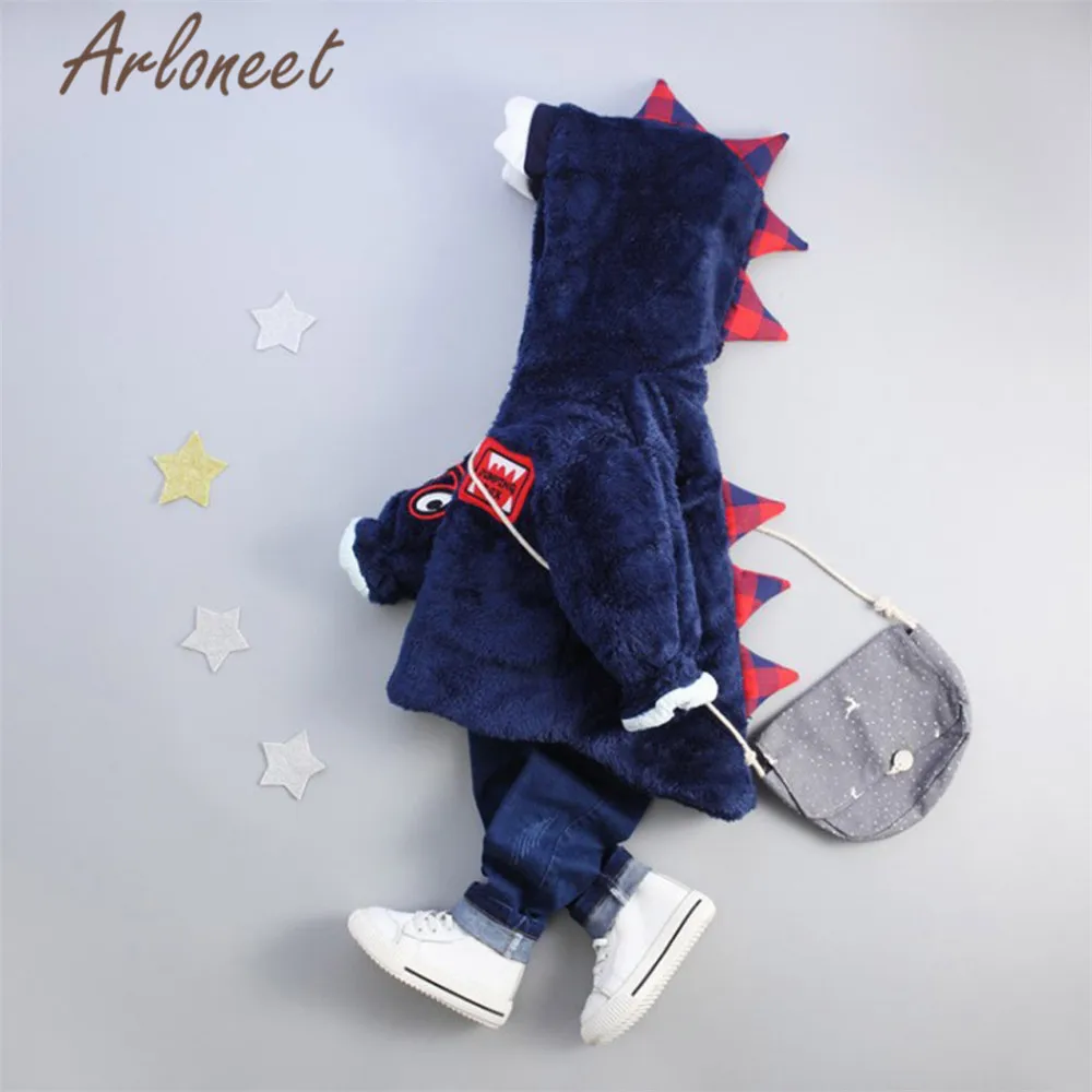 Navy ARLONEET пальто Динозавр из мультфильма; теплое зимнее плотное пальто для маленьких девочек; свободная верхняя одежда с капюшоном; куртка на молнии; хлопковое пальто; куртка для малышей - Цвет: Navy
